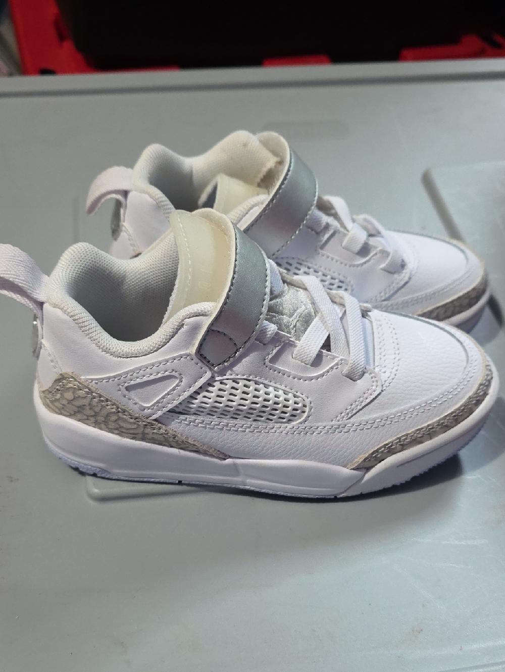 Nike Kids White and Gray Hook-and-Loop Sneakers